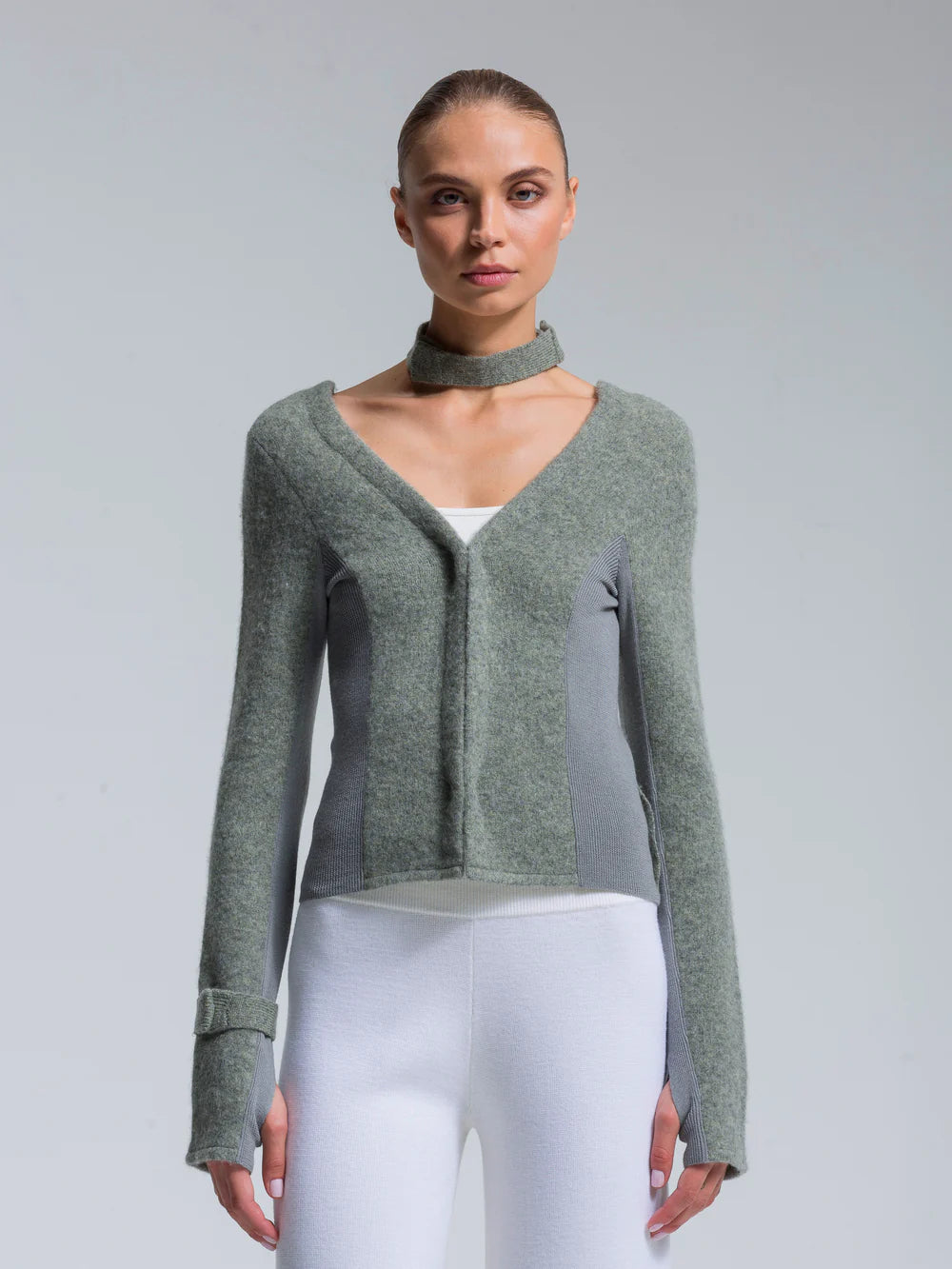 NFP: New Form Perspective Cut Out Strap Jacket, Winter White
