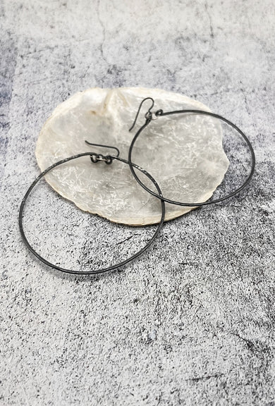 Red I Jewelry Rockin' the 80s Hoops, Oxidized Silver