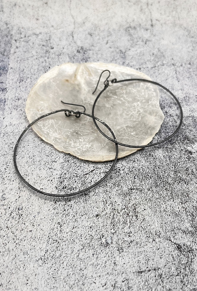 Red I Jewelry Rockin' the 80s Hoops, Oxidized Silver