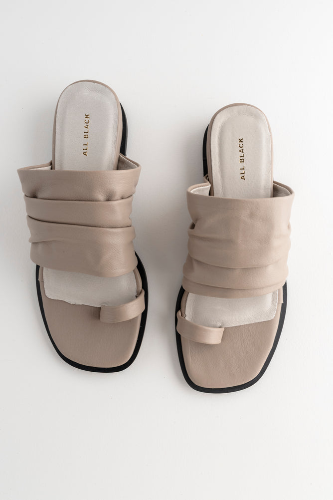 All Black Gathered Slide, Taupe