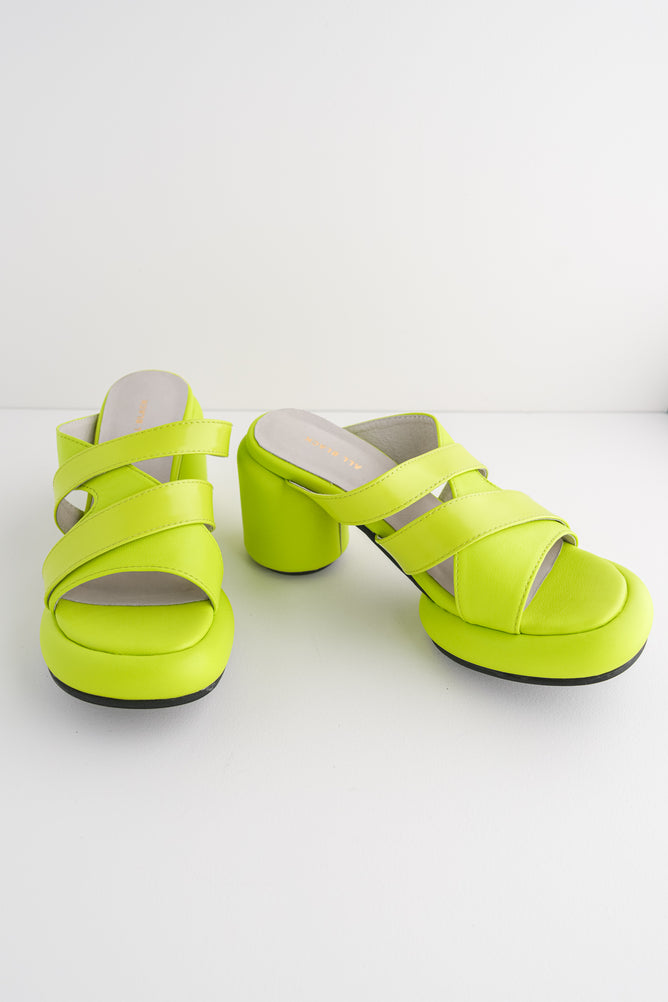 All Black Mod Overlay Heels - Lime Lime 36