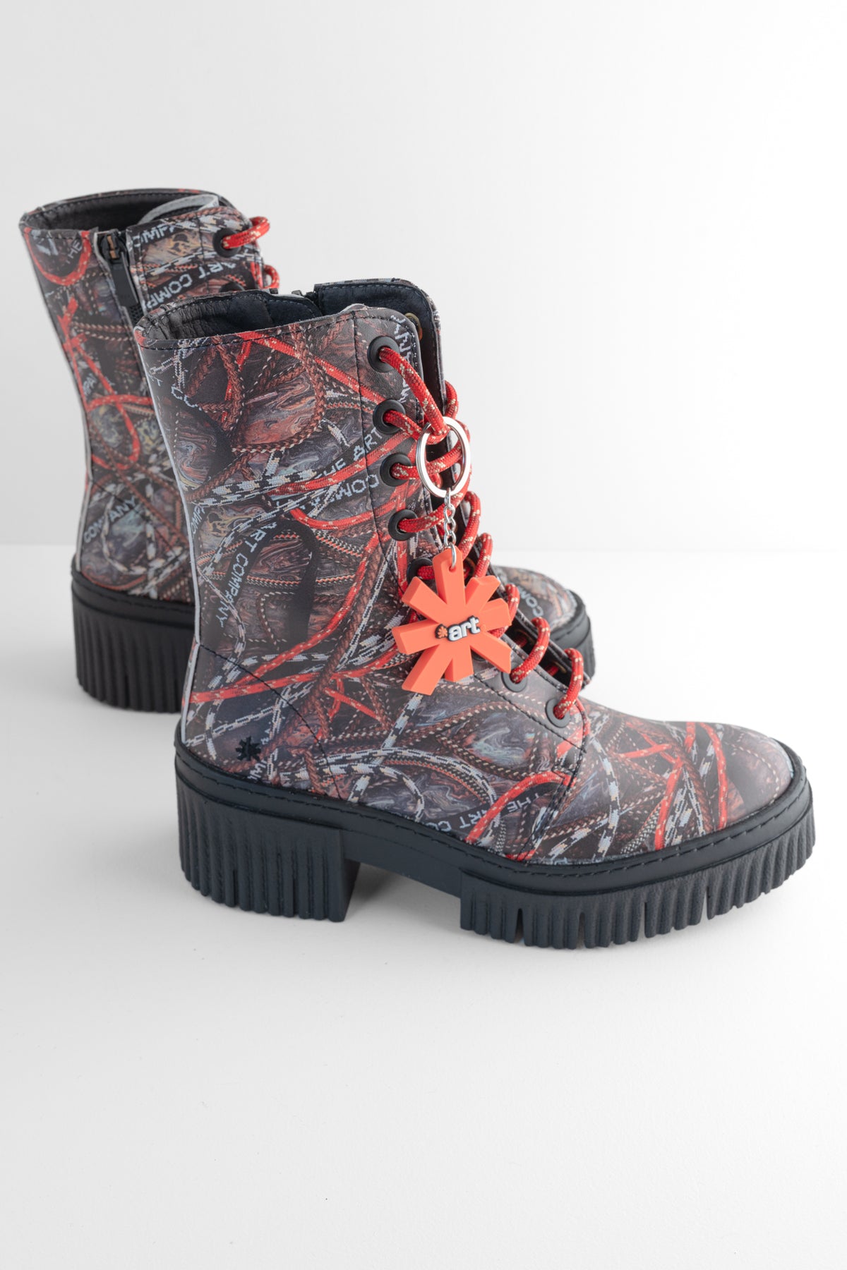 Art Fantasy Laces Boot, Black/Red