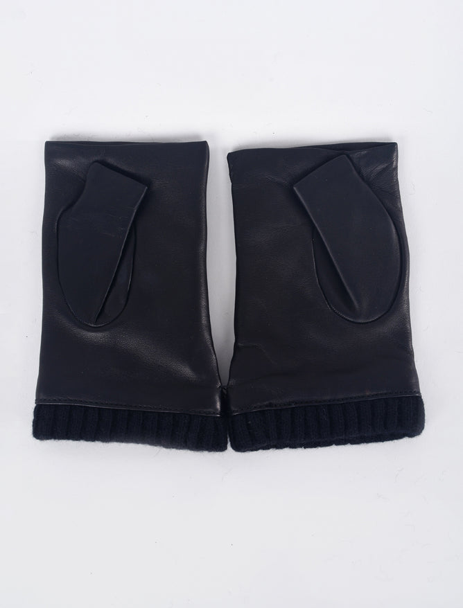 Santacana Madrid Leather/Wool-Lined Handwarmer, Black