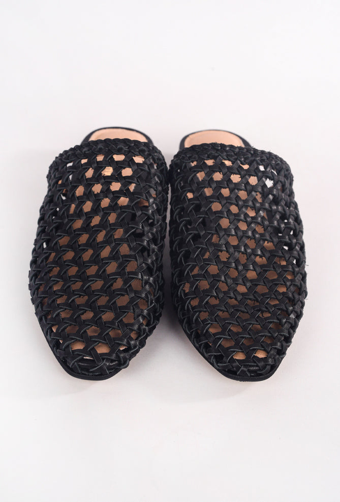 All Black Star Woven Slide, Black