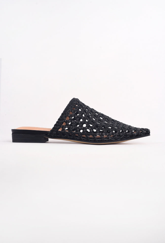 All Black Star Woven Slide, Black