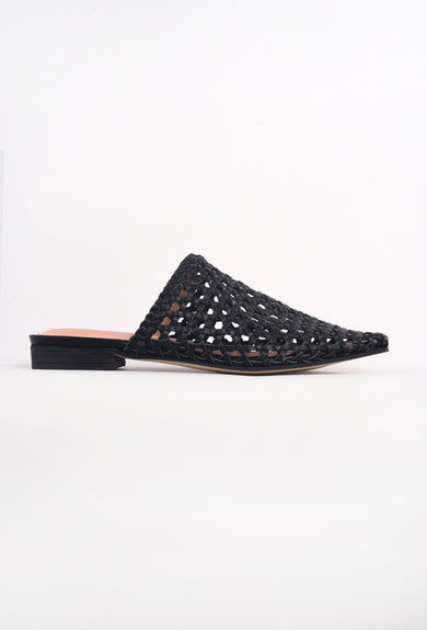 All Black Star Woven Slide, Black