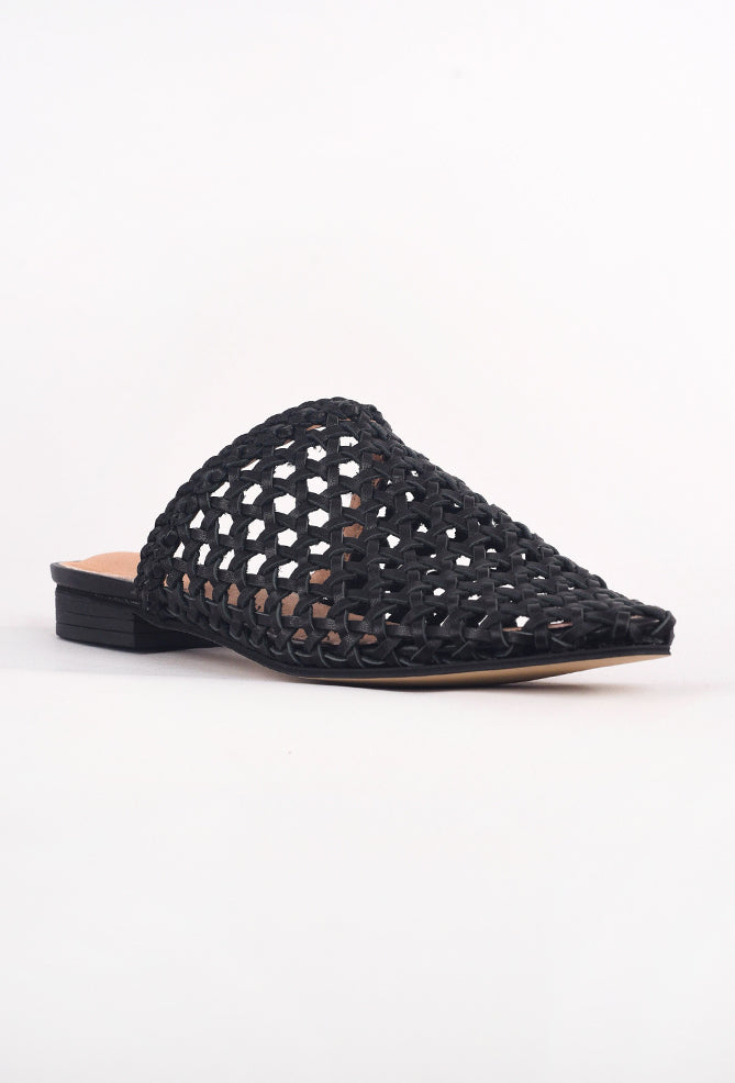 All Black Star Woven Slide, Black