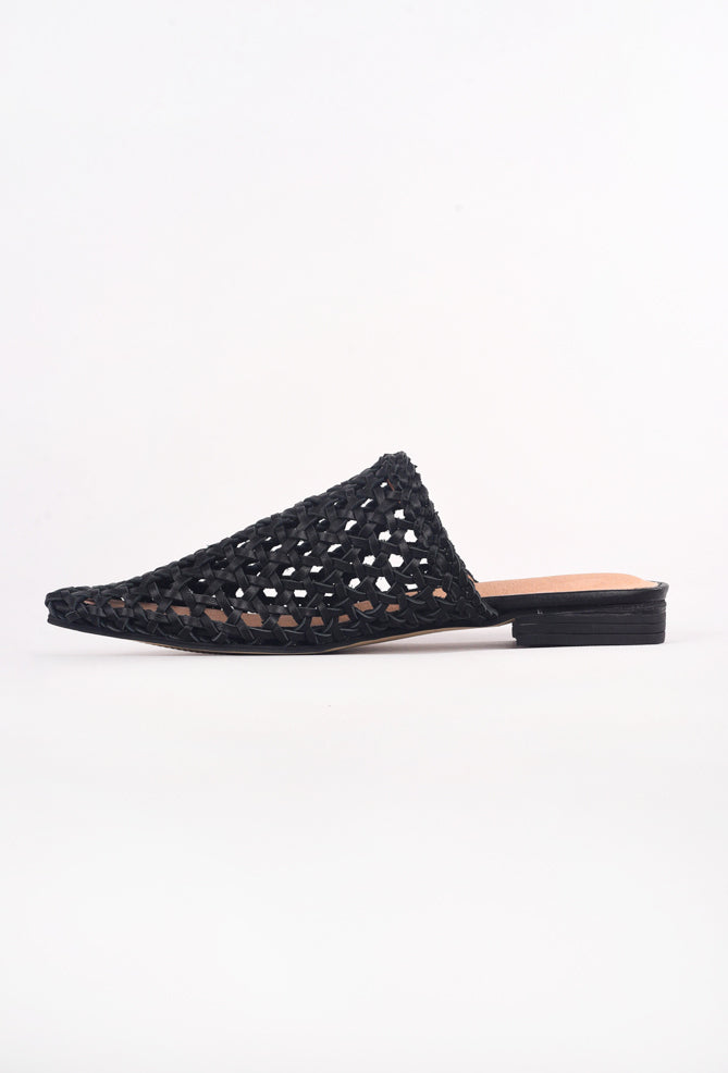 All Black Star Woven Slide, Black