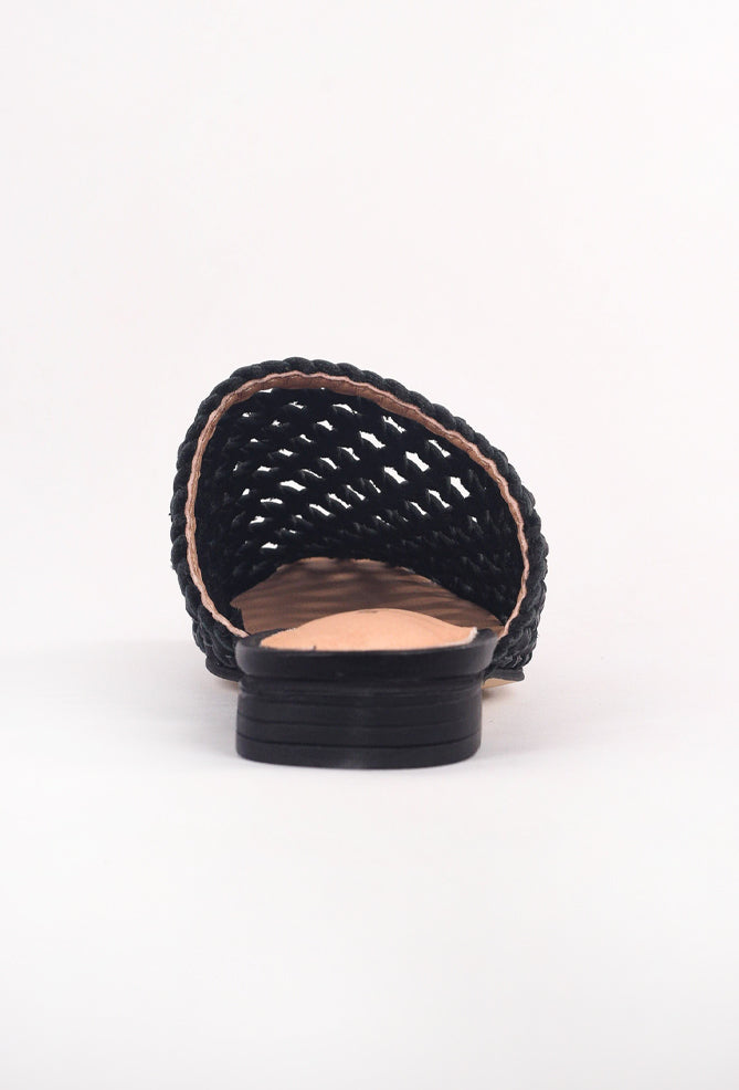 All Black Star Woven Slide, Black