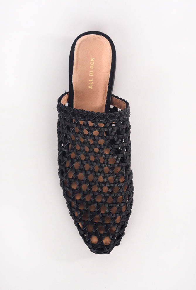 All Black Star Woven Slide, Black