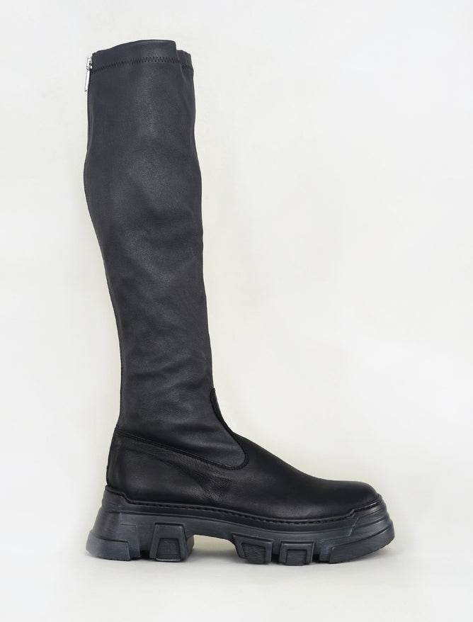 Lofina Tall Two-Tone Stretchy Boot, Black/Anthracite