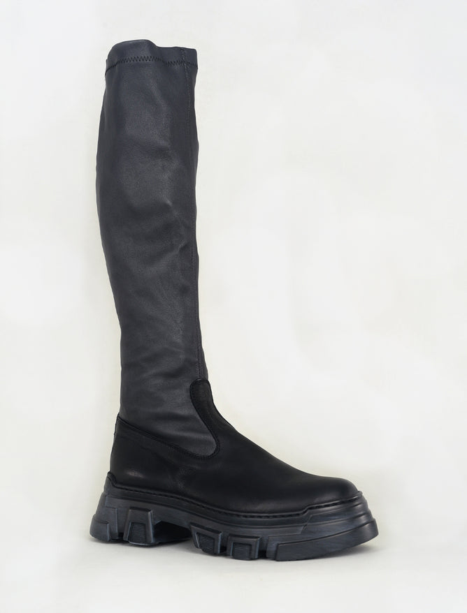 Lofina Tall Two-Tone Stretchy Boot, Black/Anthracite