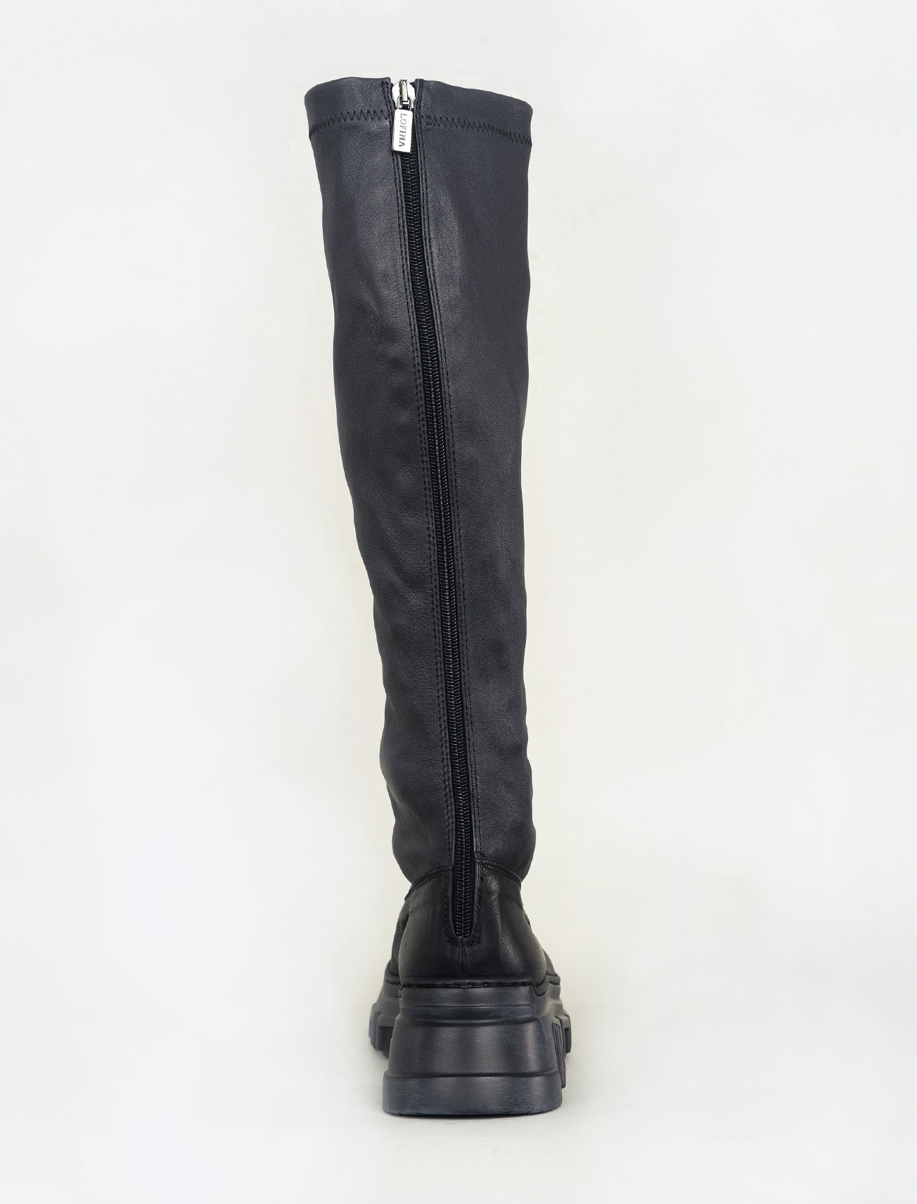 Lofina Tall Two-Tone Stretchy Boot, Black/Anthracite