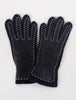 Santacana Madrid Leather Back Wool/Angora Glove. Black 