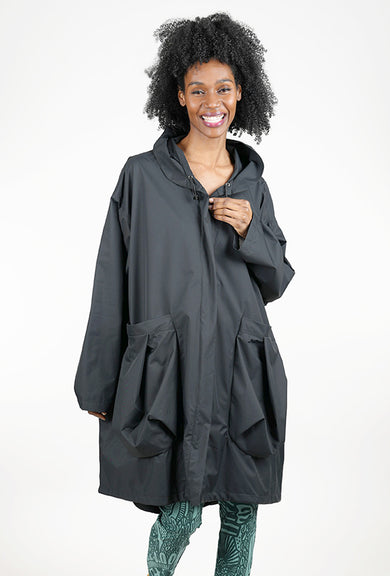 Rundholz Pouch Pocket Raincoat, Black