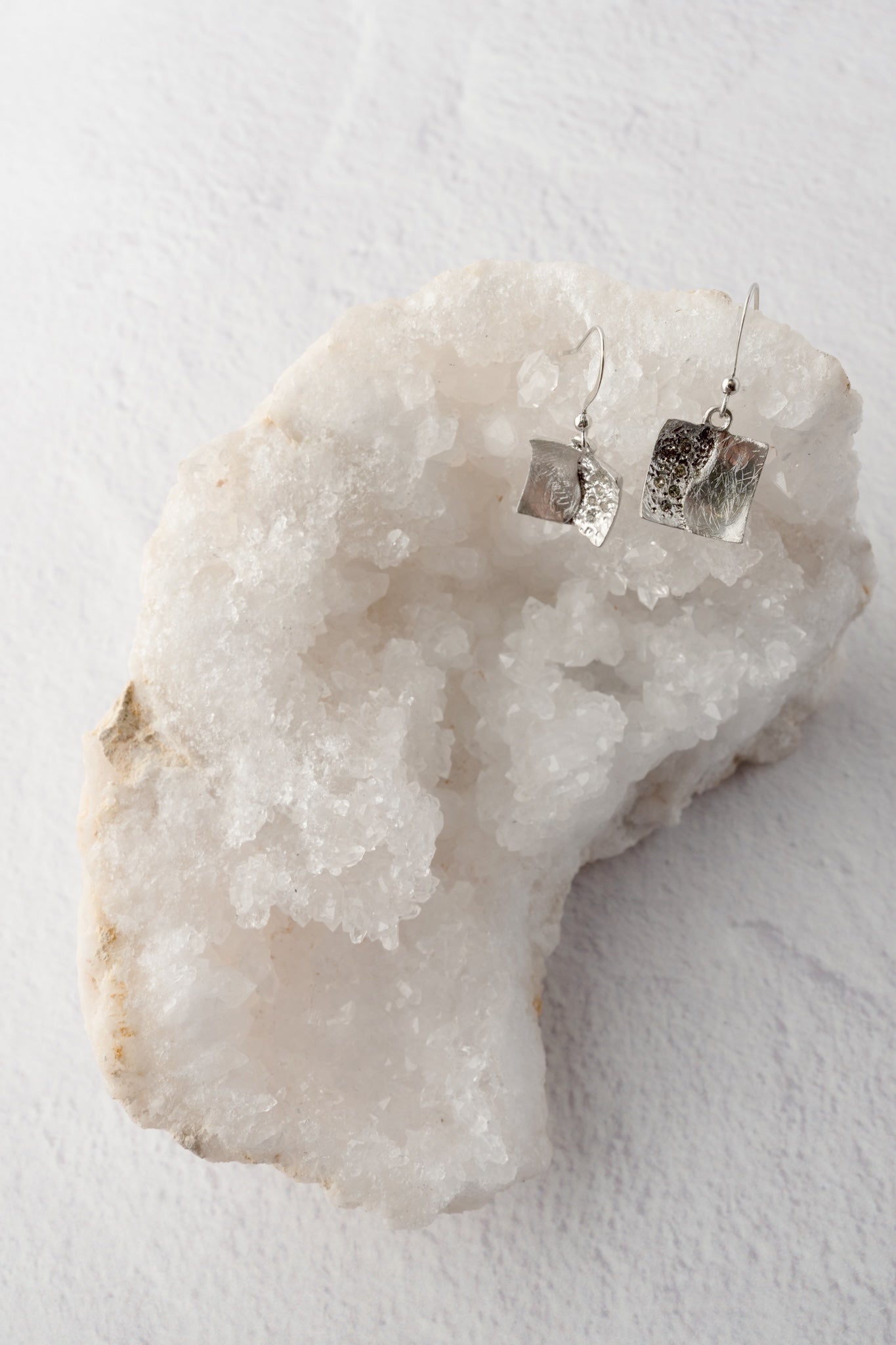 Escape from Paris Small Square Silver Earrings
