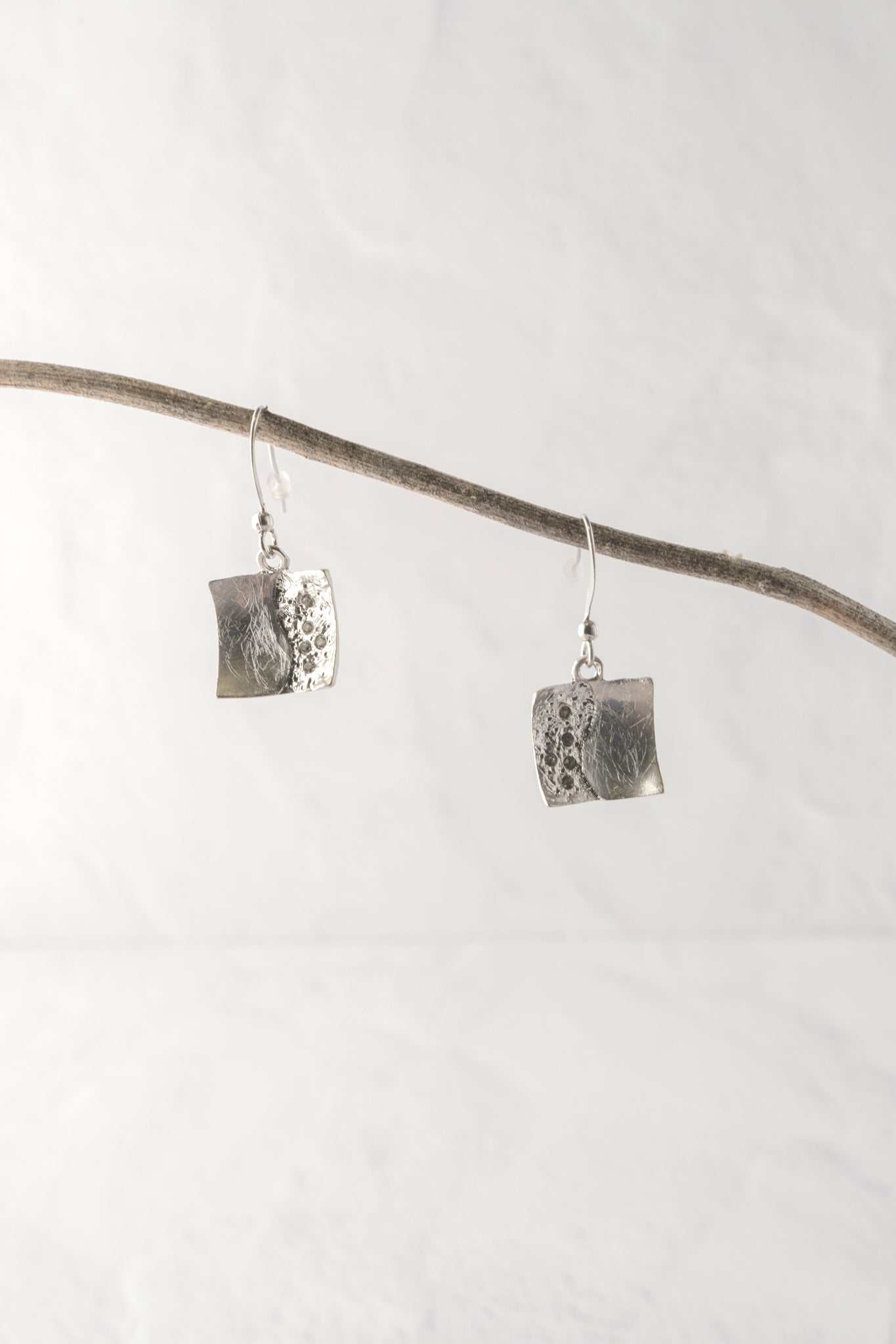 Escape from Paris Small Square Silver Earrings