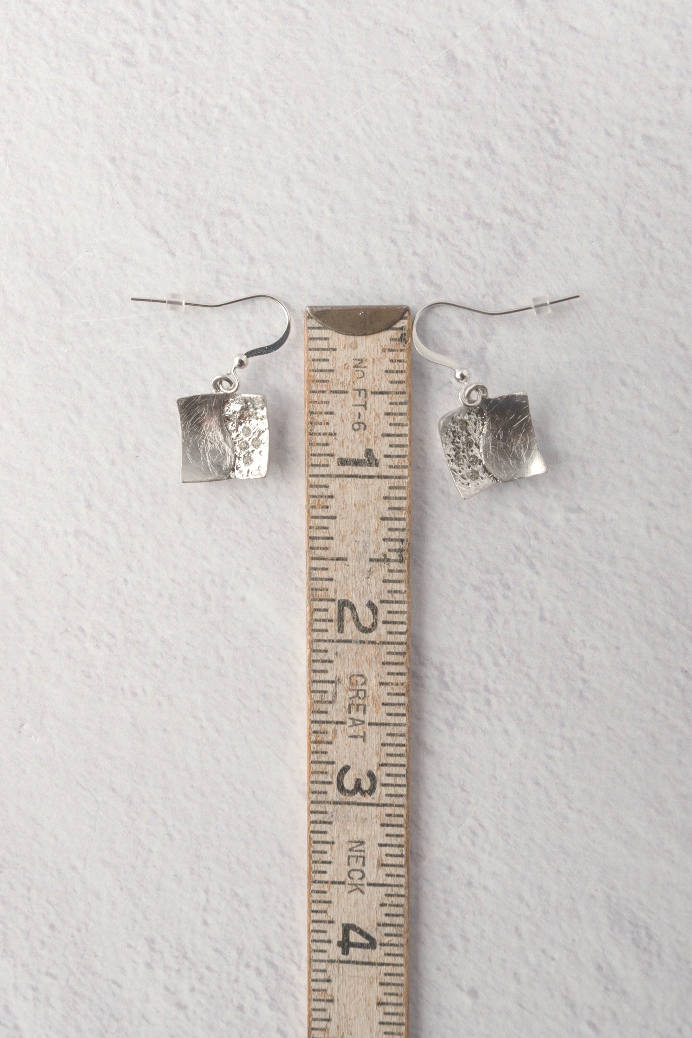 Escape from Paris Small Square Silver Earrings