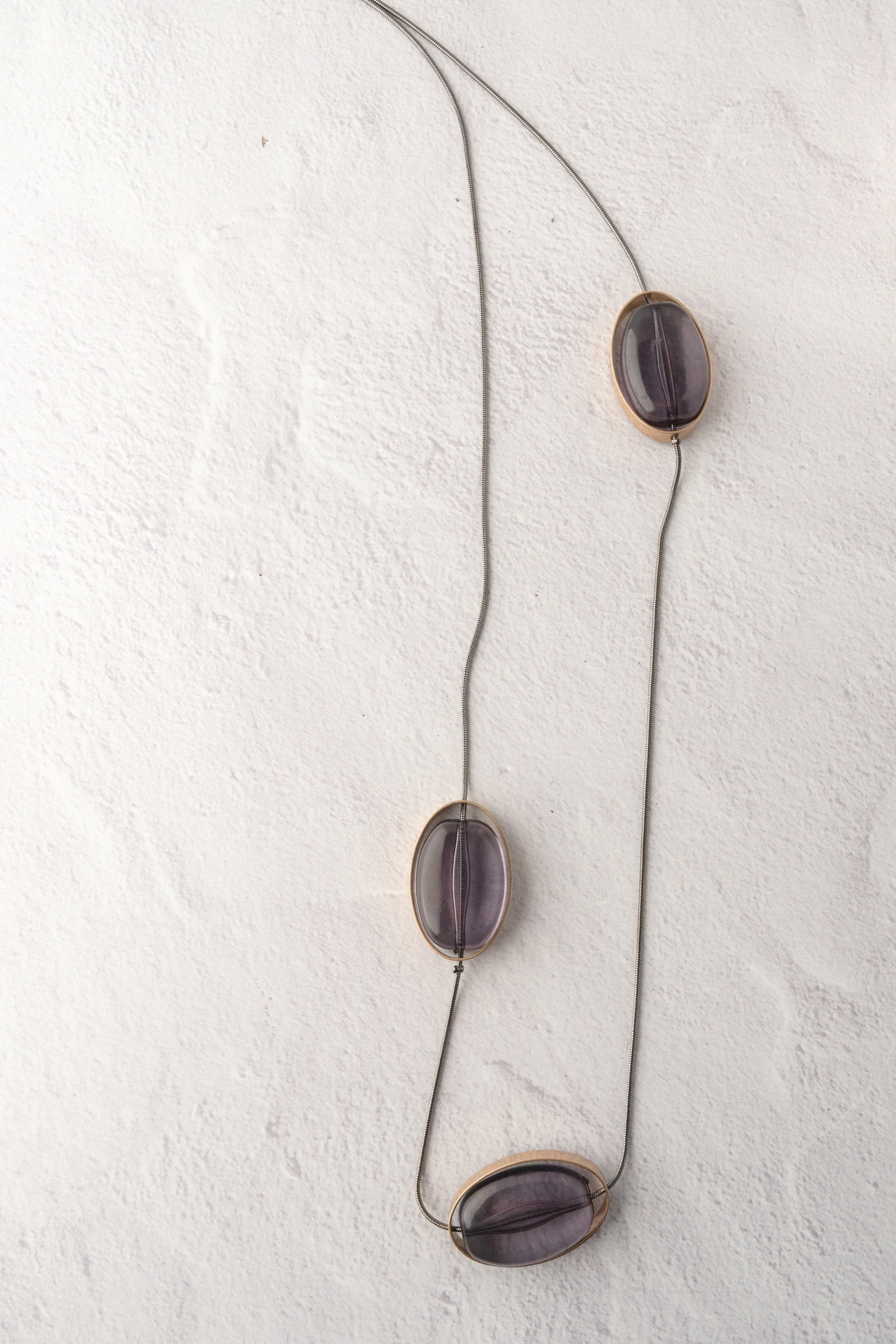 Escape from Paris Long Snake Chain and Resin Ovals Necklace