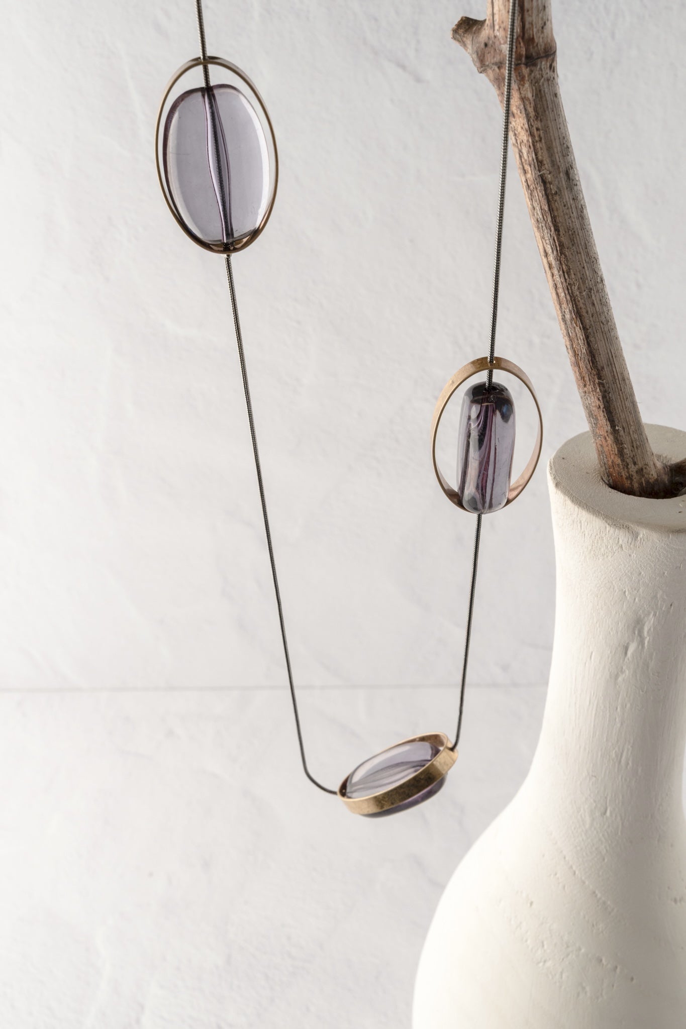 Escape from Paris Long Snake Chain and Resin Ovals Necklace