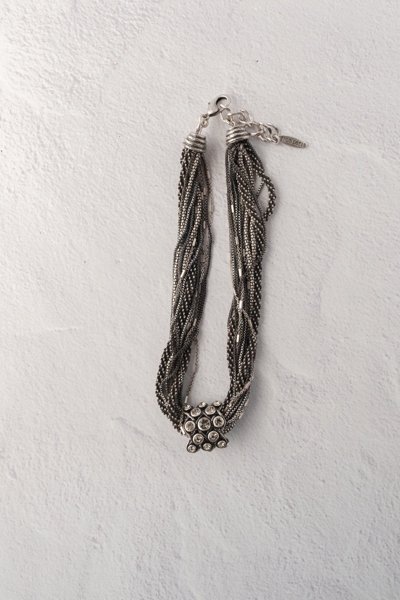 Escape from Paris Black Crystal Station Multi Chain Necklace