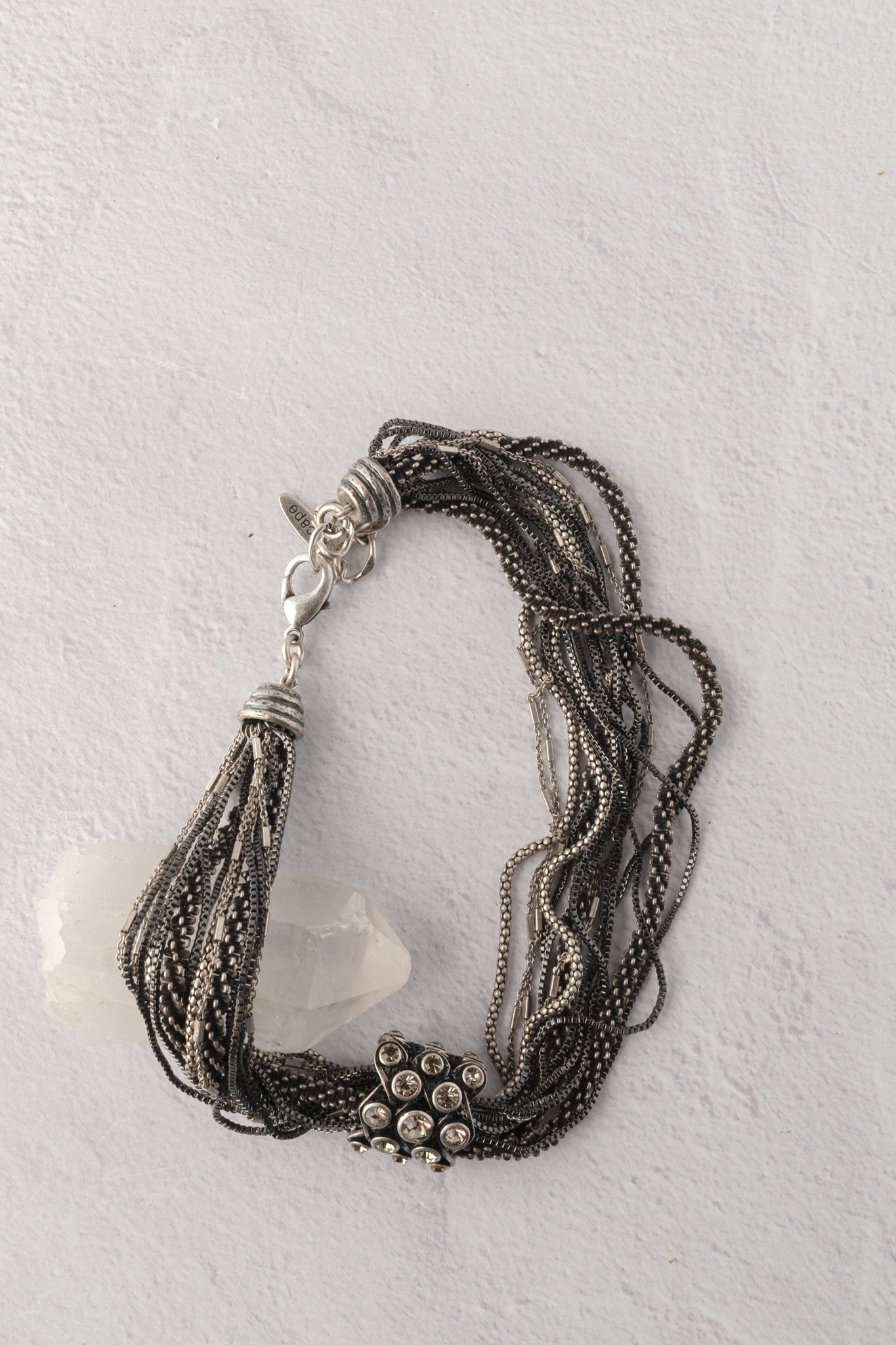 Escape from Paris Black Crystal Station Multi Chain Necklace