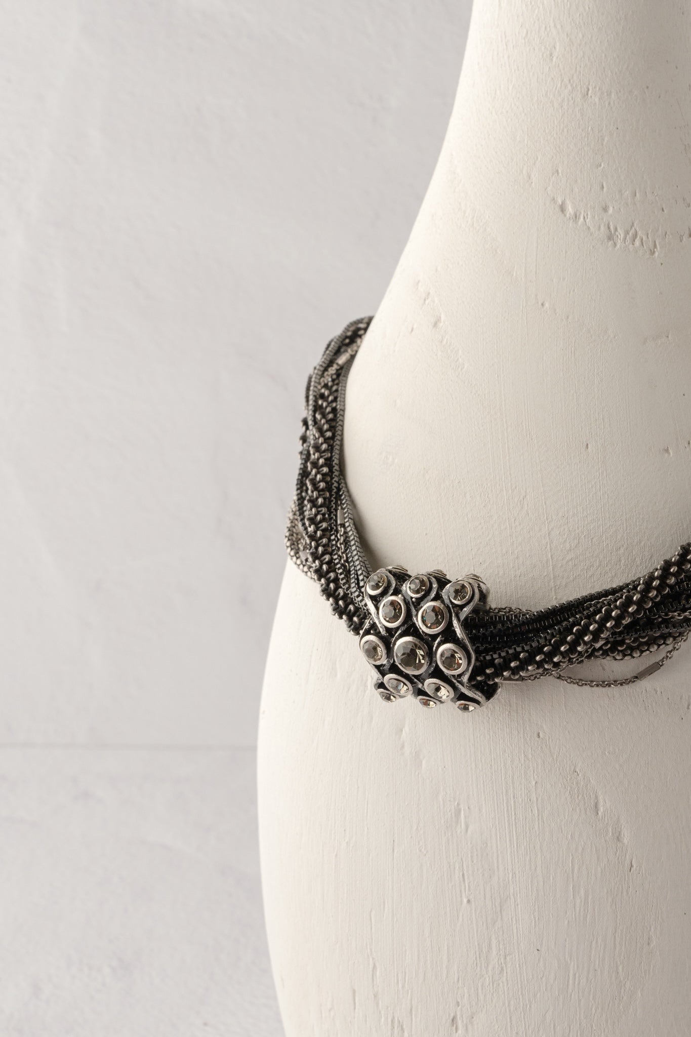 Escape from Paris Black Crystal Station Multi Chain Necklace
