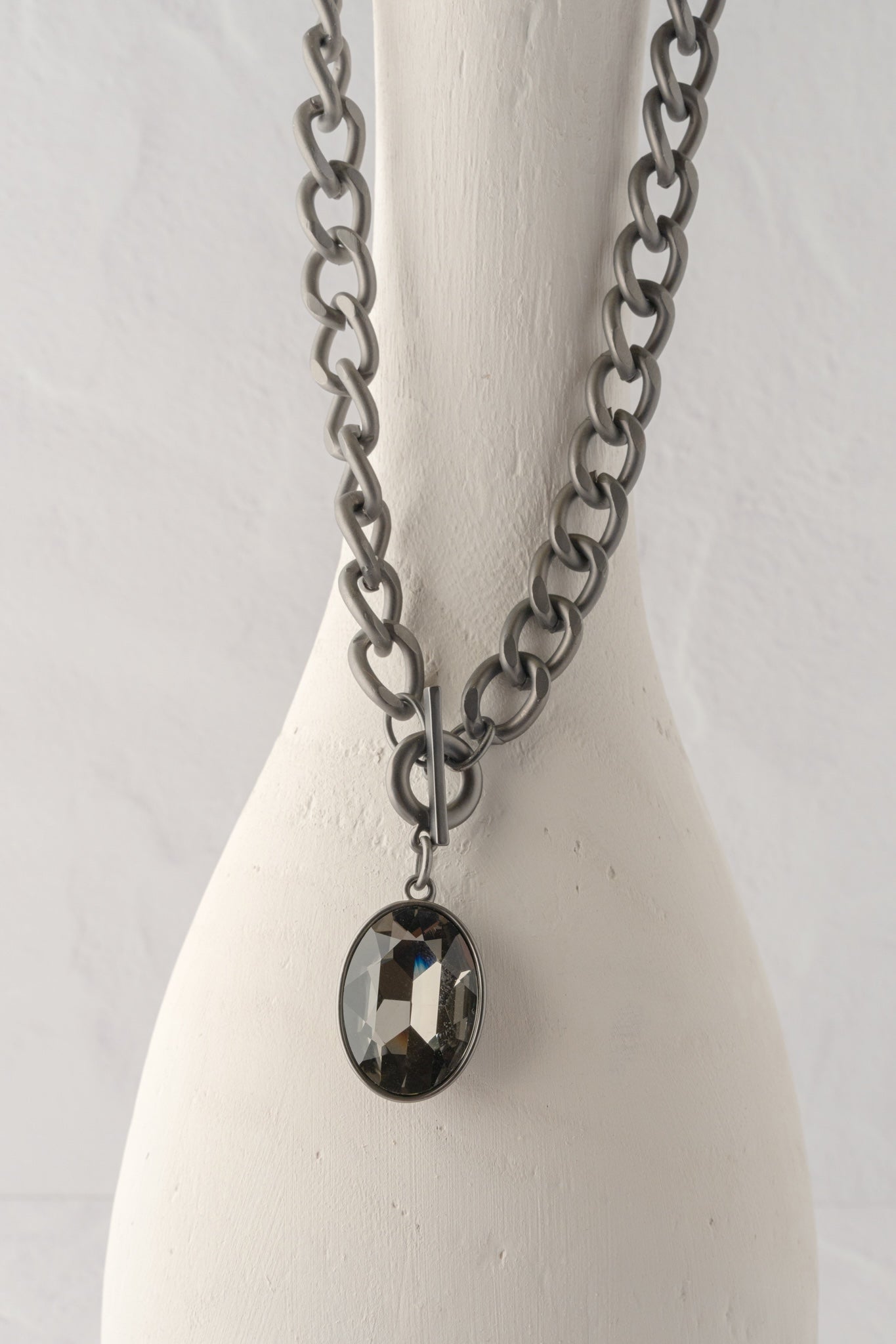 Escape from Paris Short Gunmetal Large Link Drop Necklace