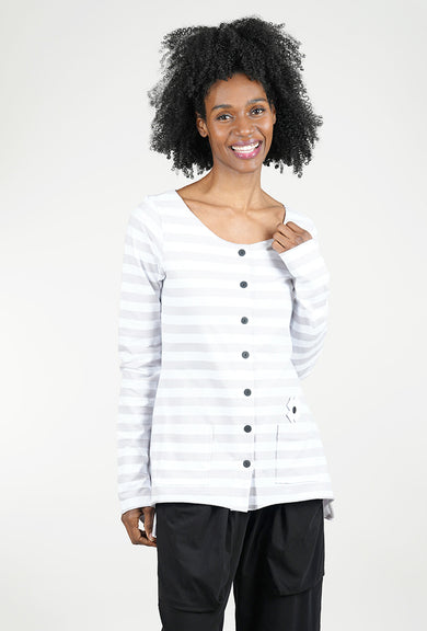 Pluslavie My Shirt Cardigan, Cement Stripe