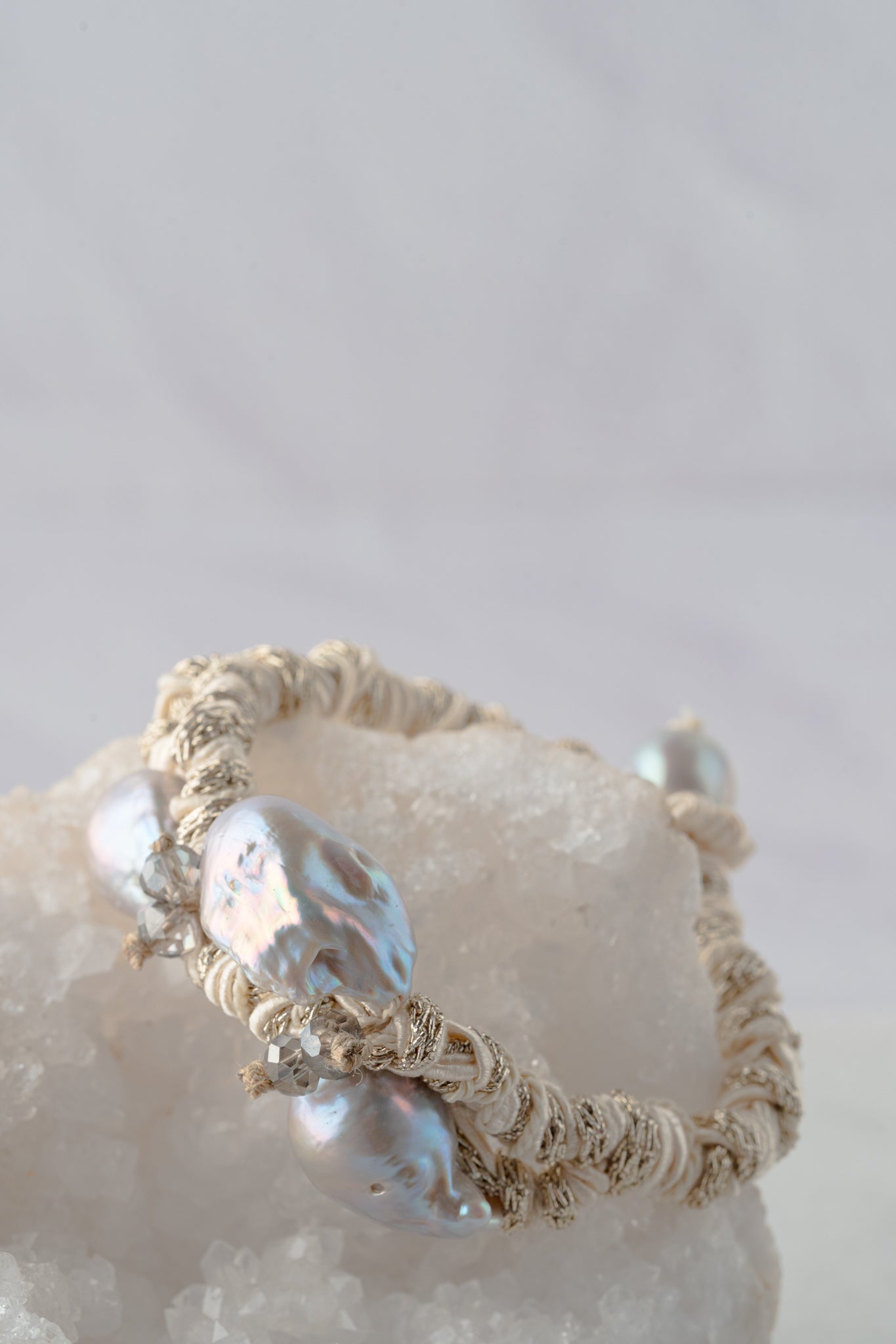 Mela Twisty Trio Pearl Bracelet, Gray