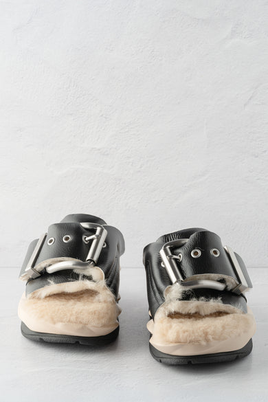 4CCCCEES Mellow Laze Shearling Sandal, Oreo