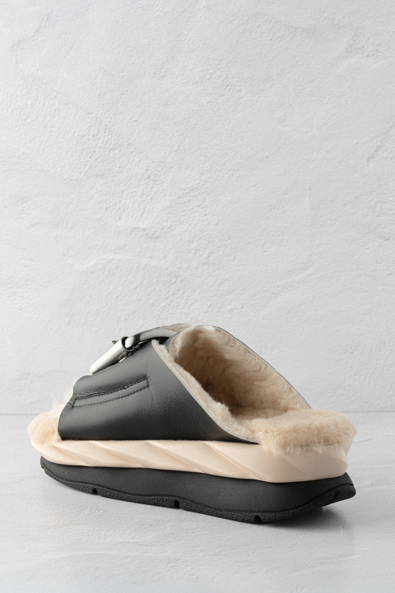 4CCCCEES Mellow Laze Shearling Sandal, Oreo