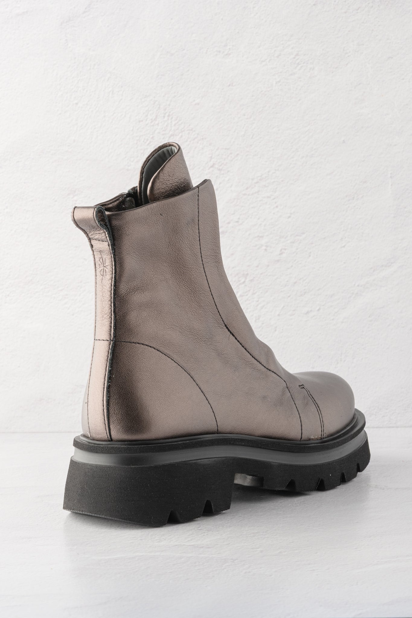 Patrizia Bonfanti Kuni No Lace Metallic Boot, Black Silk