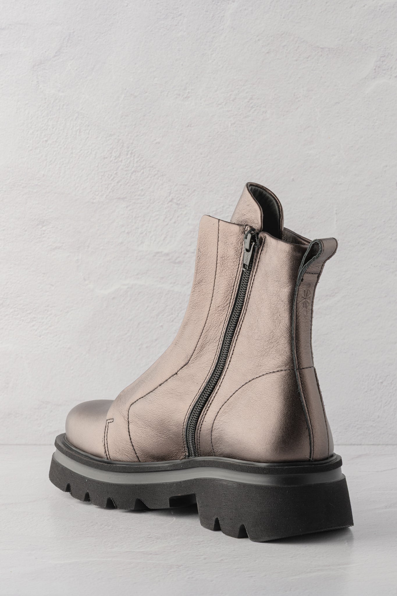 Patrizia Bonfanti Kuni No Lace Metallic Boot, Black Silk
