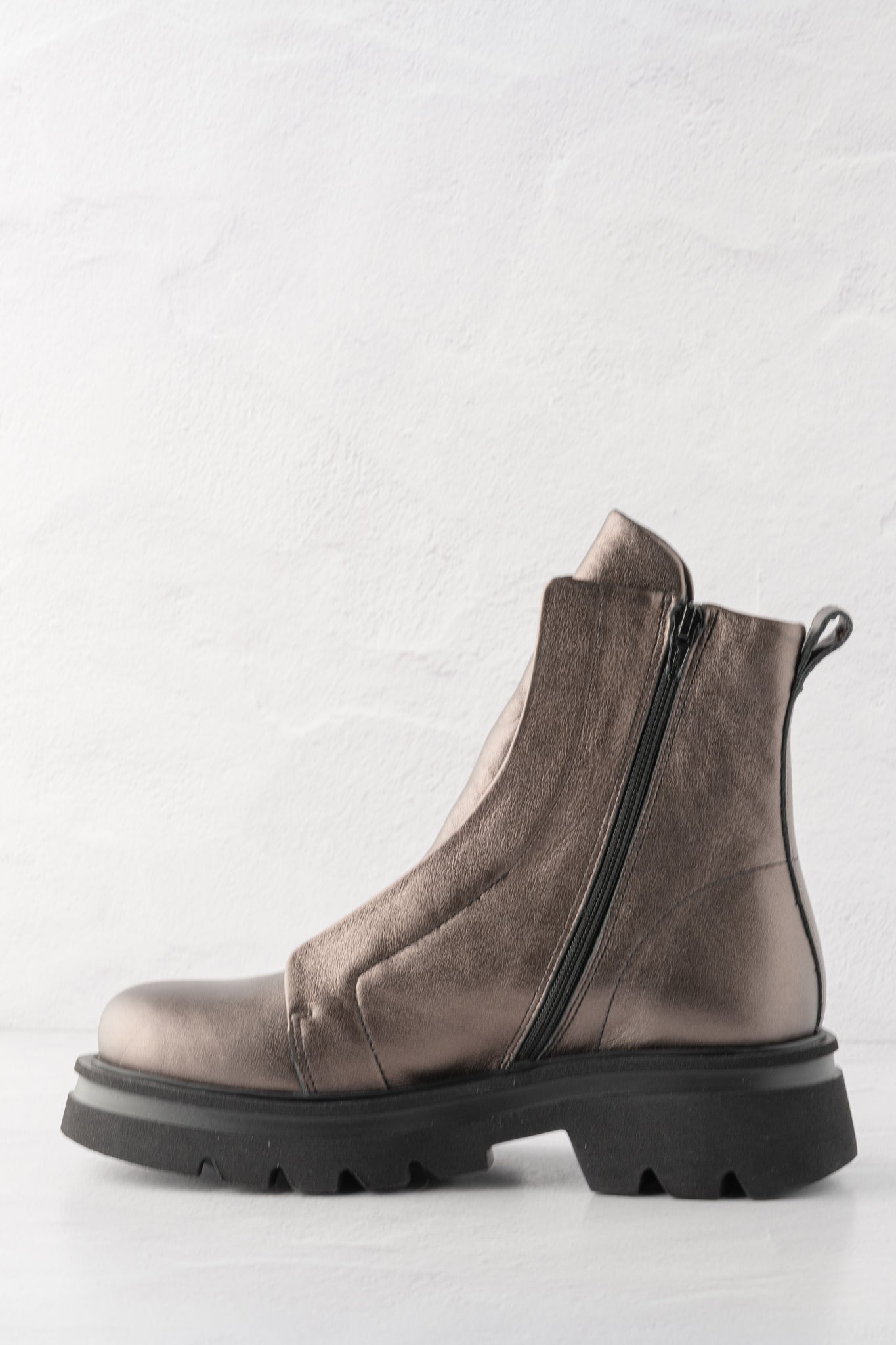 Patrizia Bonfanti Kuni No Lace Metallic Boot, Black Silk