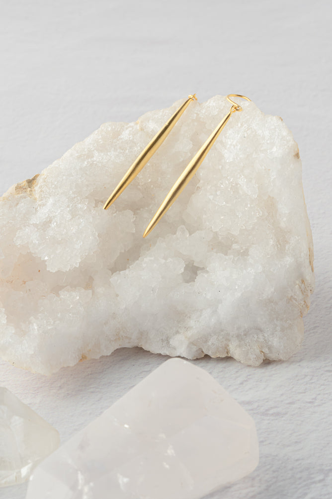 Jane Diaz Spike Drop Earrings, Gold Plate