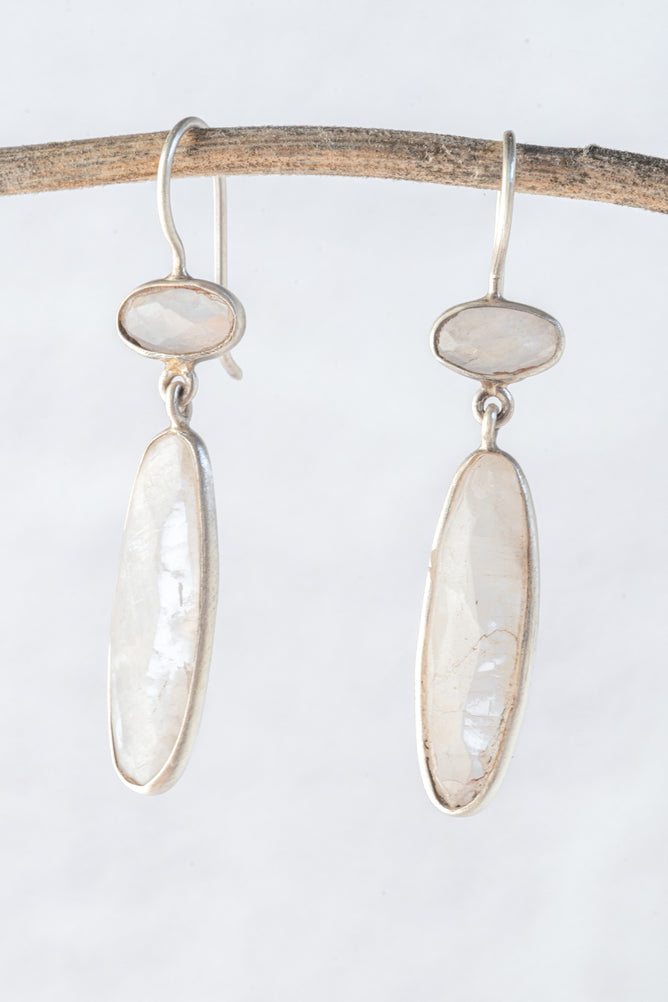 Jane Diaz Long Skinny Organic Moonstone Drop, Moonstone