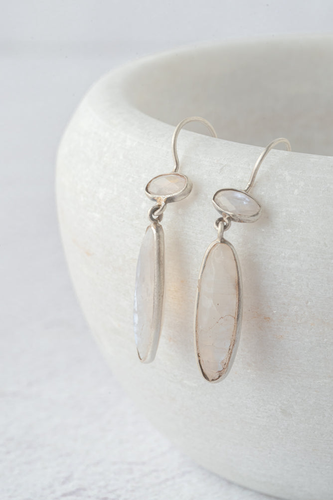 Jane Diaz Long Skinny Organic Moonstone Drop, Moonstone