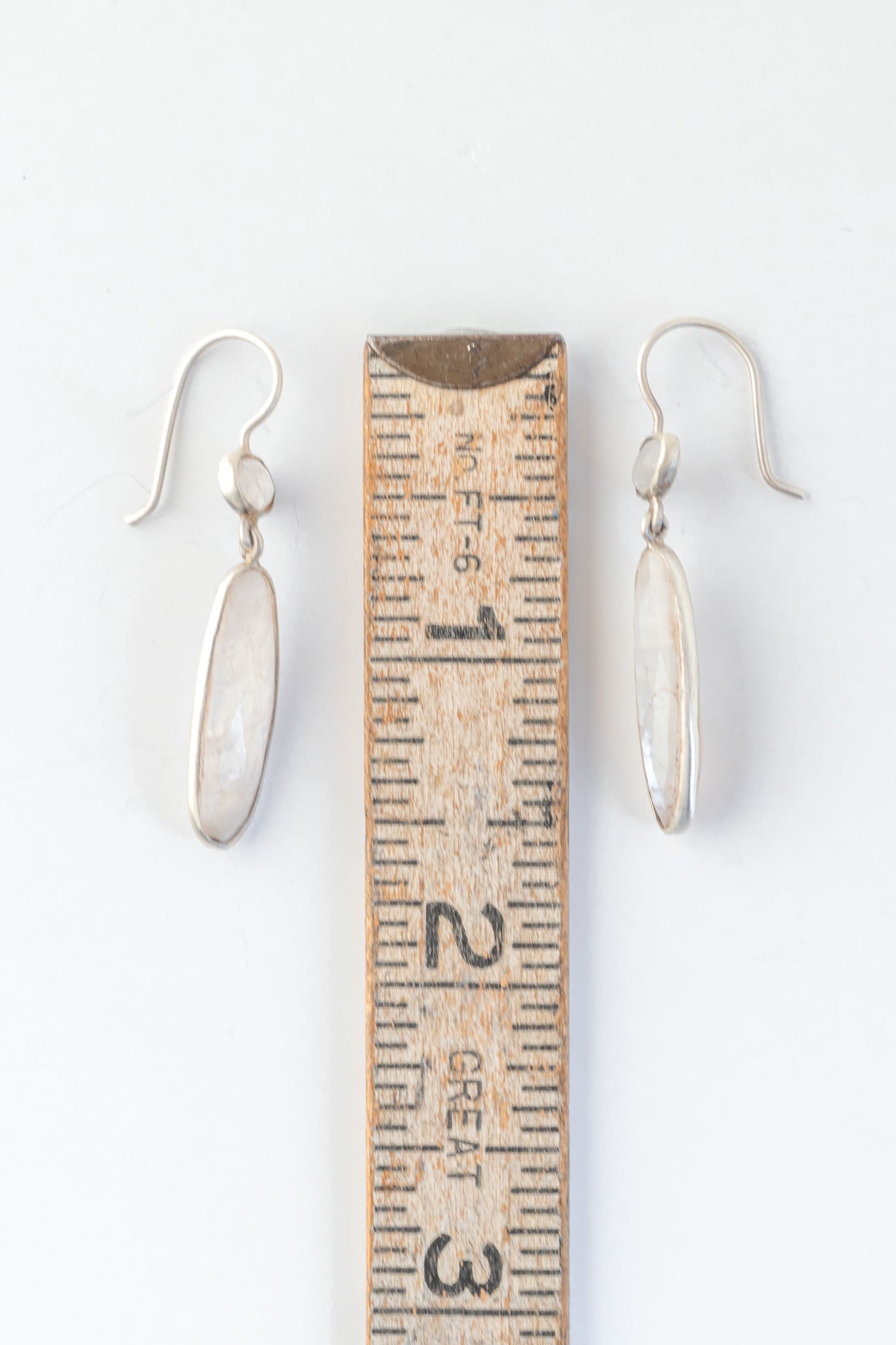 Jane Diaz Long Skinny Organic Moonstone Drop, Moonstone