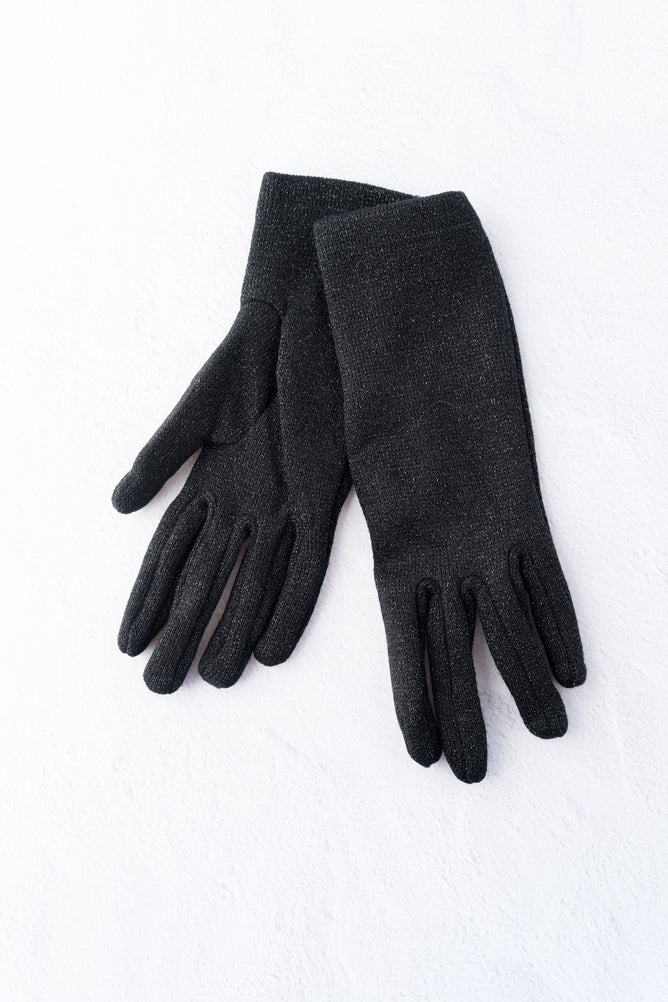 Santacana Madrid Stretch Knit Lurex Glove, Black