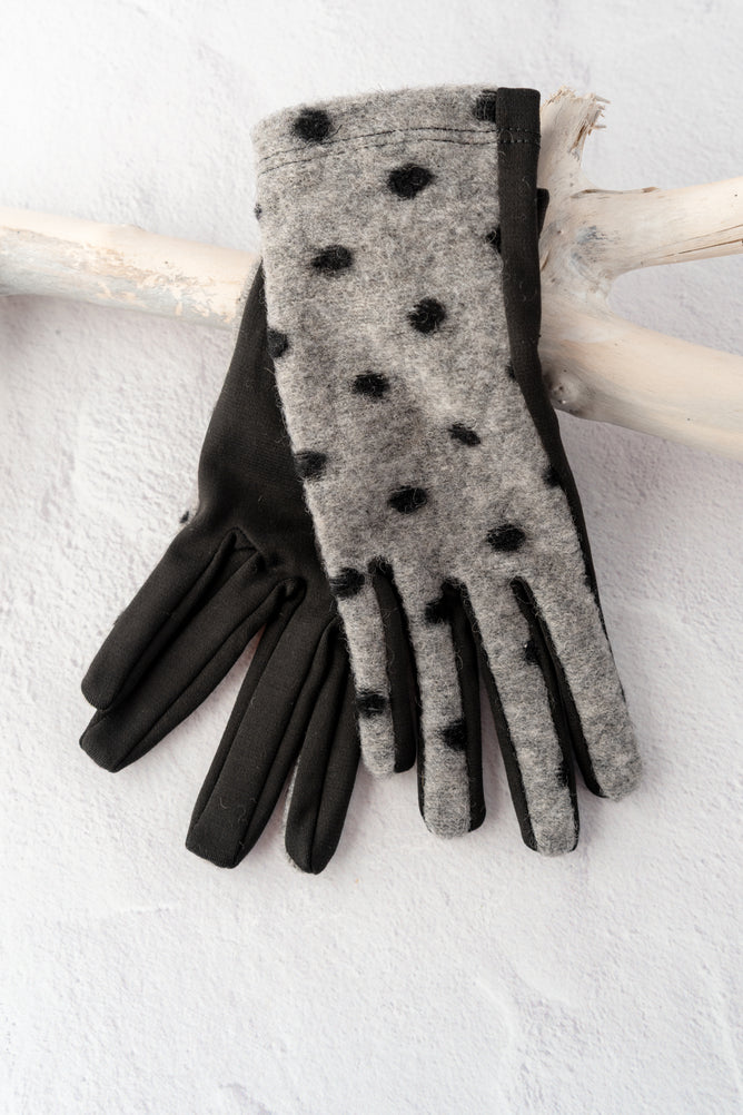 Santacana Madrid Dotty Stretch Knit Gloves, Gris