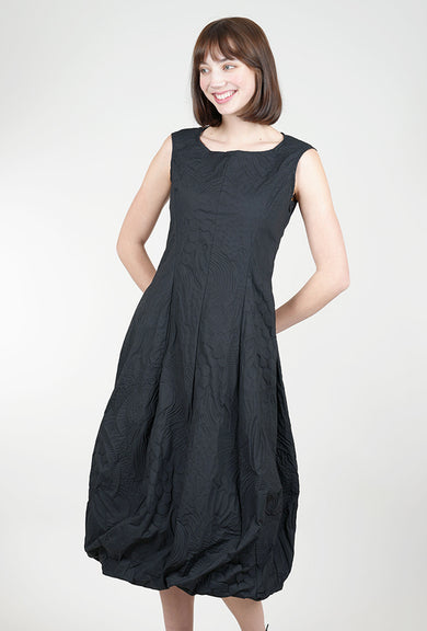 Rundholz Embossed Poplin Dress, Black