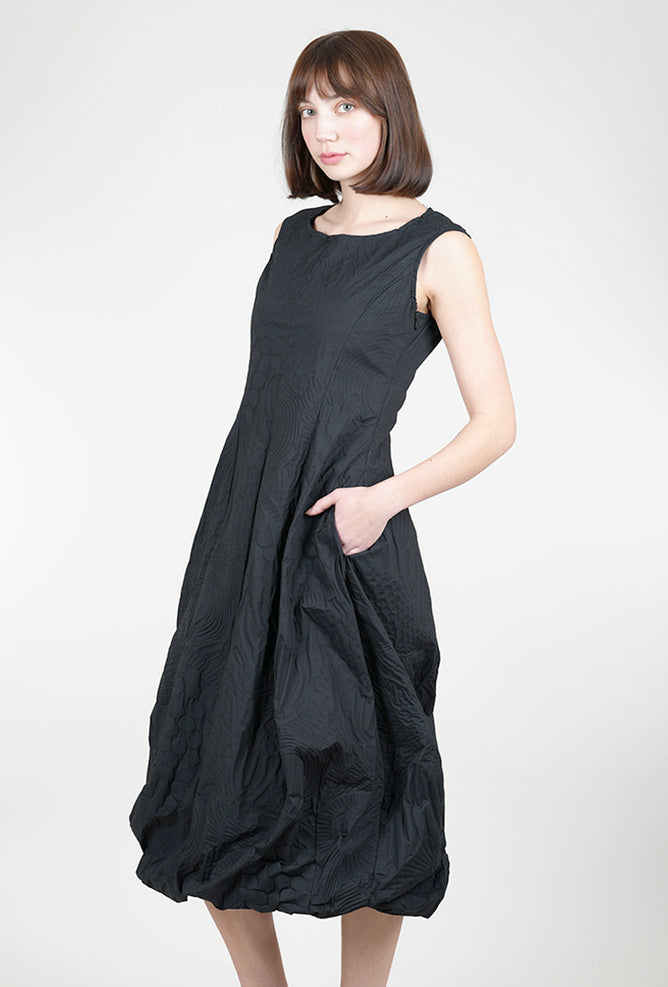 Rundholz Embossed Poplin Dress, Black
