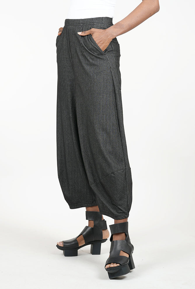 Rundholz Knit Texture Lantern Pant, Black Stripe
