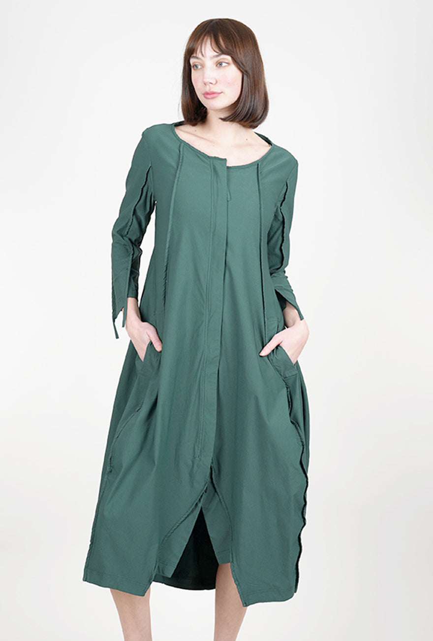 Twill Tech Zip-Front Dress, Tree