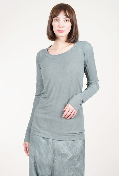 Rundholz Hidden Lace Ribbed Tee, Seaweed Fog
