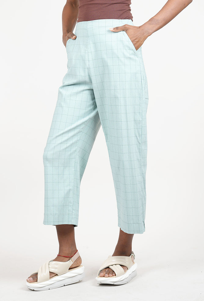 Rundholz Sig Stretch Wide Crop Pant, Mint Check