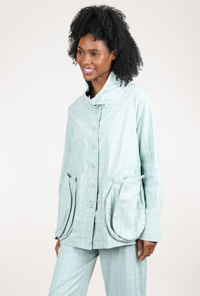 Rundholz Sig Stretch A-Line Pocket Jacket, Mint Check