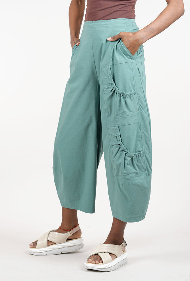 Rundholz Cotton Linen Scrunch Pocket Pant, Grass