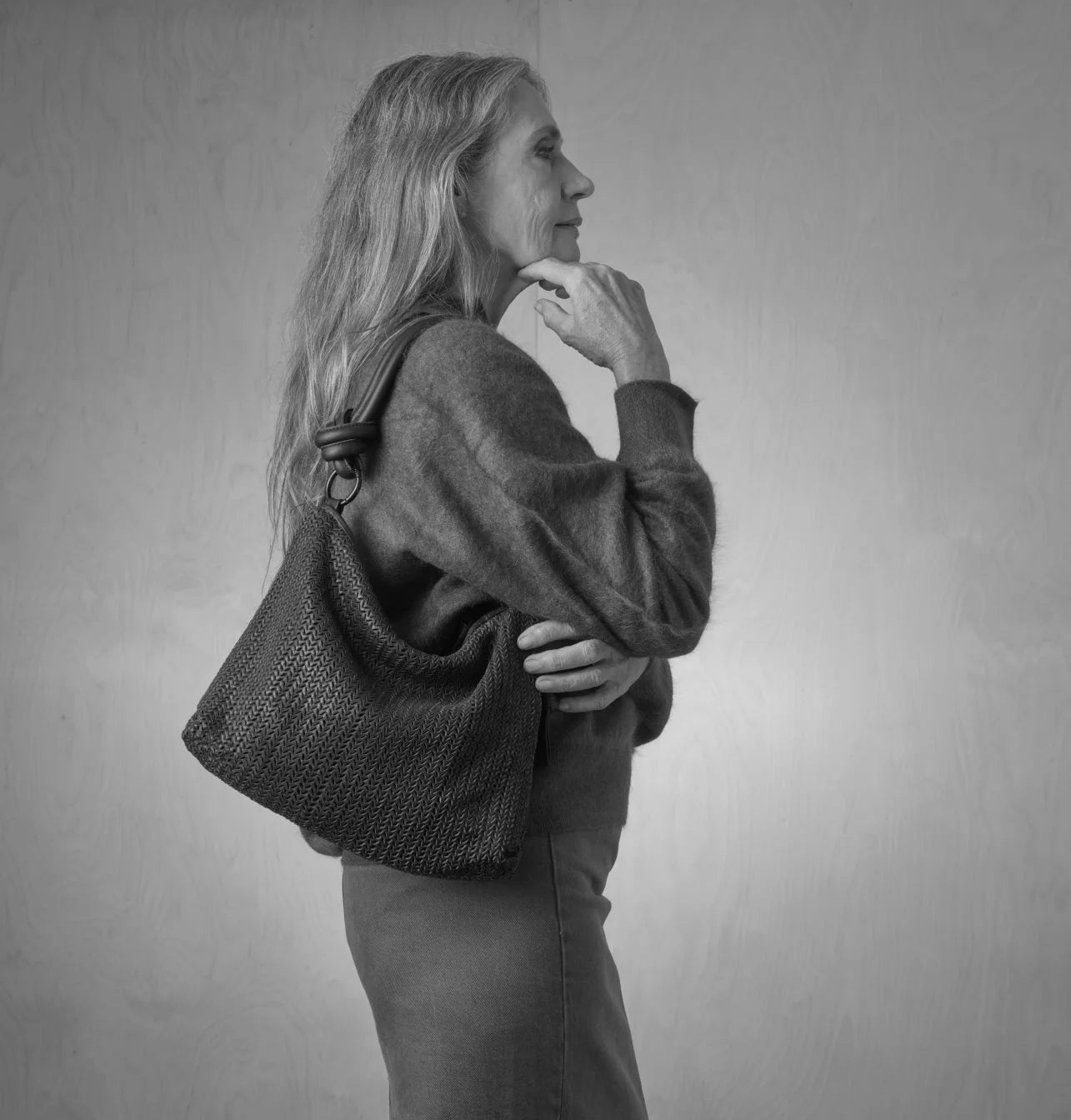 Daniella Lehavi Dallas Contour Shoulder Bag, Pewter Croco